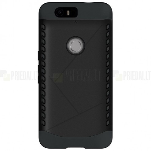 Sustiprintos apsaugos Huawei Nexus 6P juodas kieto silikono (TPU) ir plastiko dėklas
