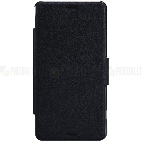 Nillkin Fresh Sony Xperia Z3 Compact (mini) atverčiamas juodas odinis dėklas - knygutė