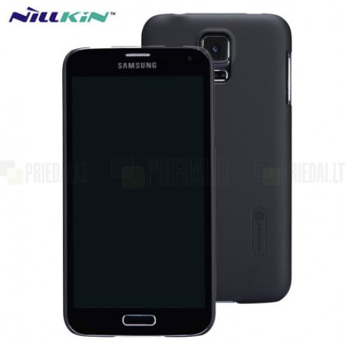 Nillkin Frosted Shield Samsung Galaxy S5 G900 plastikinis juodas dėklas - nugarėlė su ekrano plėvele