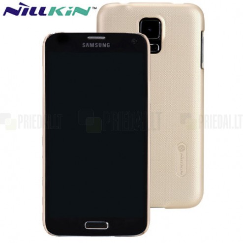 Nillkin Frosted Shield Samsung Galaxy S5 G900 plastikinis šampaninis dėklas - nugarėlė su ekrano plėvele