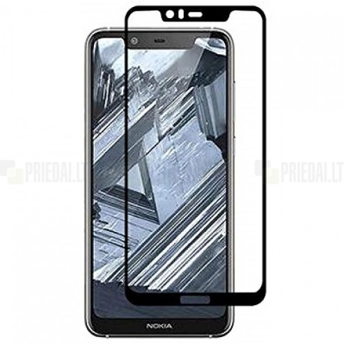 Nokia 5.1 Plus (2018) „Imak“ 9H Tempered Glass sustiprintos apsaugos juodas pilnai dengiantis apsauginis ekrano stiklas 0,2 mm 