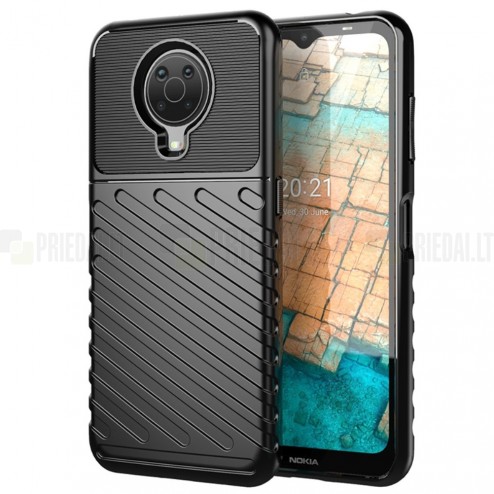 Nokia 6.3 (2021), G10, G20 Twill kieto silikono TPU juodas dėklas - nugarėlė