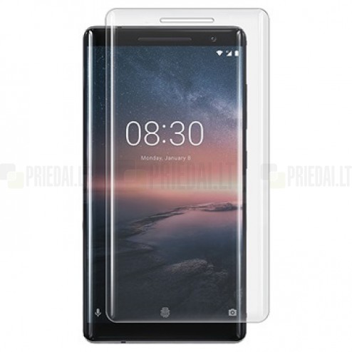 Nokia 8 Sirocco (Nokia 9) „Calans“ 9H Tempered Glass sustiprintos apsaugos skaidrus pilnai dengiantis apsauginis ekrano stiklas 0,2 mm
