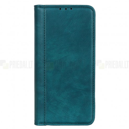 OnePlus 10 Pro žalias odinis atverčiamas dėklas - knygutė su magnetu