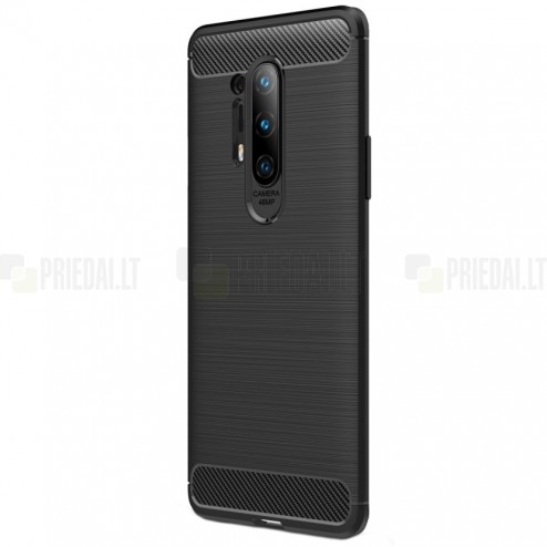 OnePlus 8 Pro Carbon kieto silikono TPU juodas dėklas - nugarėlė