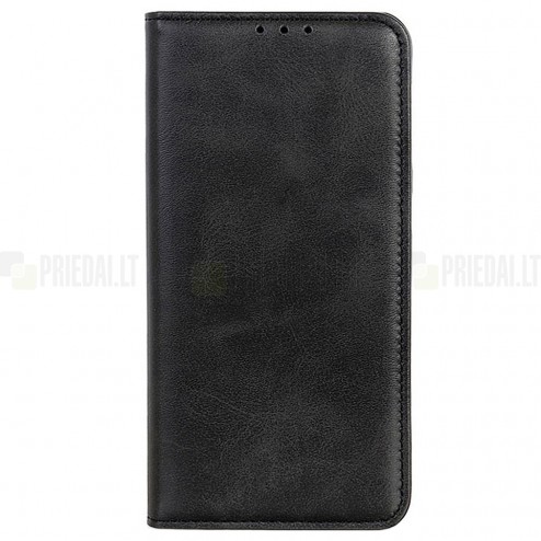 OnePlus Nord CE 2 „Split“ juodas odinis atverčiamas dėklas - knygutė