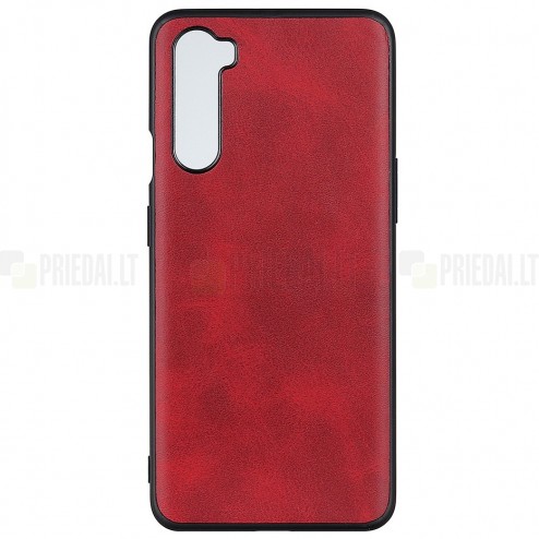 Slim Leather OnePlus Nord raudonas odinis dėklas - nugarėlė