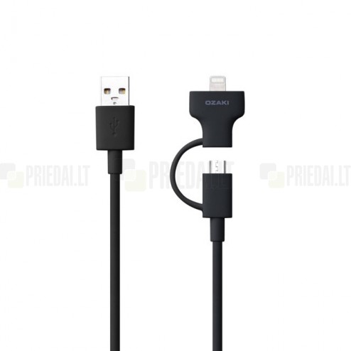 „Ozaki“ O!tool-Combo juodas laidas (micro USB ir Lightning)