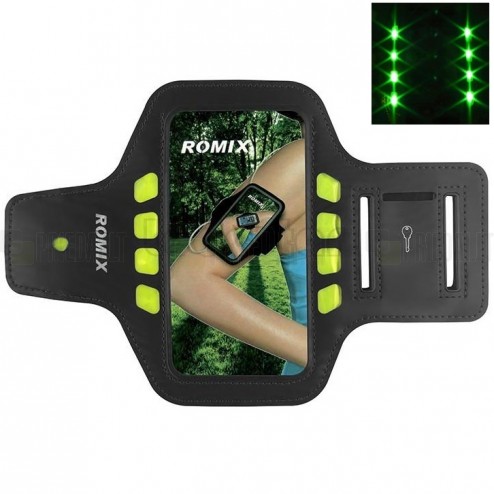 „Romix“ Led dėklas sportui (raištis ant rankos) - juodas, universalus (L dydis)