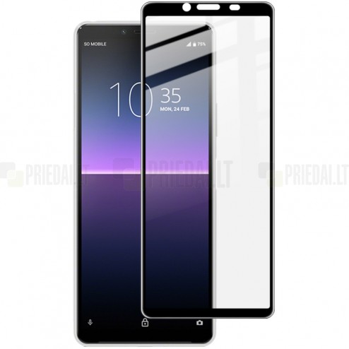 Sony Xperia 10 II „Rurihai“ 9H Tempered Glass sustiprintos apsaugos juodas pilnai dengiantis apsauginis ekrano stiklas