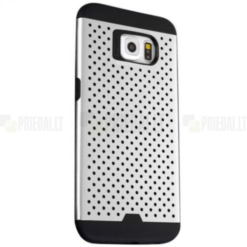 Sustiprintos apsaugos Samsung Galaxy S6 G920 pilkas kieto silikono (TPU) ir plastiko dėklas