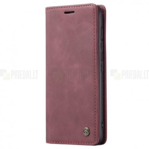 Samsung Galaxy S20 FE (Fan Edition) CaseMe Retro solidus atverčiamas bordo odinis dėklas - knygutė