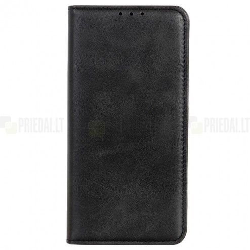 Samsung Galaxy A21s (A217) „Split“ juodas odinis atverčiamas dėklas - knygutė