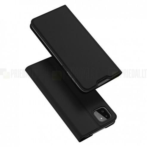 Samsung Galaxy A22 „Dux Ducis“ Skin serijos  juodas odinis atverčiamas dėklas - knygutė