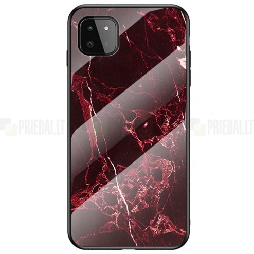 Samsung Galaxy A22 „Marble“ kieto silikono TPU raudonas dėklas - nugarėlė
