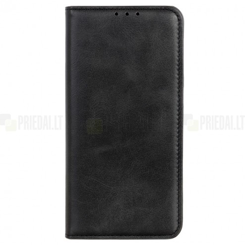 Samsung Galaxy A22 „Split“ serijos juodas odinis atverčiamas dėklas - knygutė
