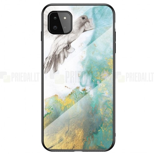 Samsung Galaxy A22 „Marble“ kieto silikono TPU žalias dėklas - nugarėlė