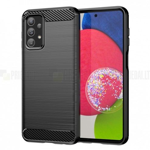 Samsung Galaxy A23 4G (SM-A235F) „Carbon“ kieto silikono TPU juodas dėklas - nugarėlė