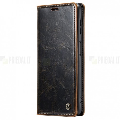 Samsung Galaxy A23 5G (SM-A236B, SM-M236B, SM-E236B) „CaseMe“ Leather solidus atverčiamas rudas odinis dėklas - knygutė