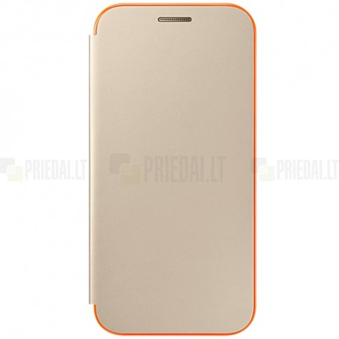 Samsung Galaxy A3 (2017) A320 originalus Neon Flip Cover EF-FA320 atverčiamas auksinis odinis dėklas - piniginė