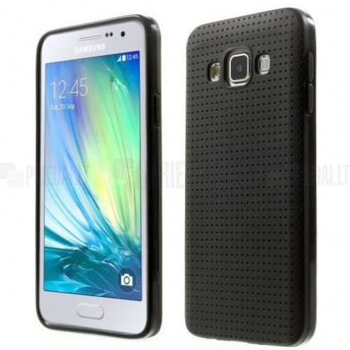 Samsung Galaxy A3 (A300) „Dots“ kieto silikono juodas TPU dėklas - nugarėlė