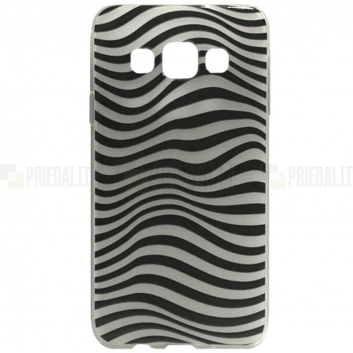 Samsung Galaxy A3 (A300) Zebra kieto silikono (TPU) juodas dėklas - nugarėlė