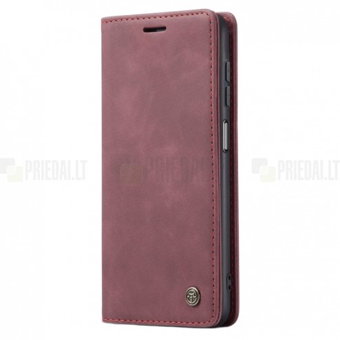 Samsung Galaxy A34 5G (SM-A346E) CaseMe Retro solidus atverčiamas bordo odinis dėklas - knygutė