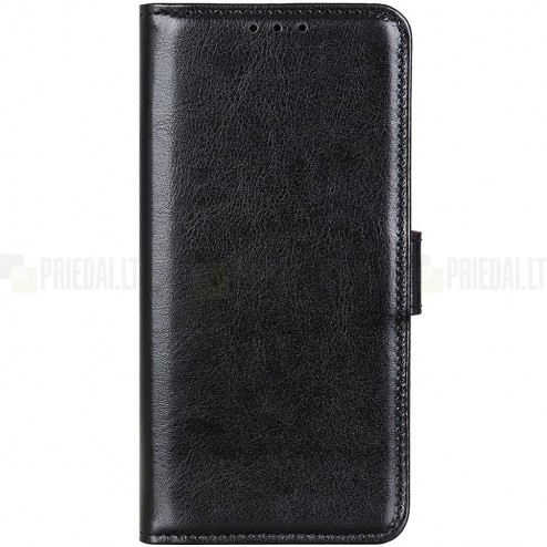 Honor X5 Plus Binfen atverčiamas juodas odinis dėklas - piniginė