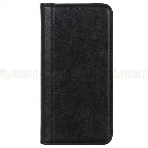 Samsung Galaxy A40 (A405F) „Split“ serijos juodas odinis atverčiamas dėklas - knygutė