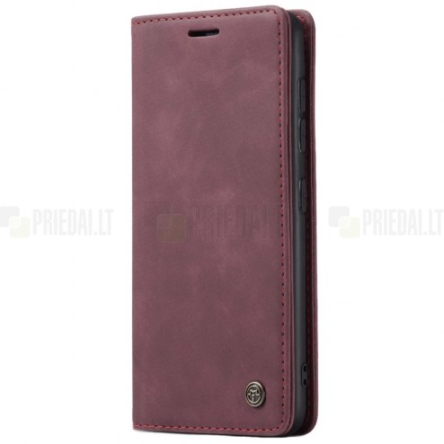 Samsung Galaxy A41 (A415F) CaseMe Retro solidus atverčiamas bordo odinis dėklas - knygutė