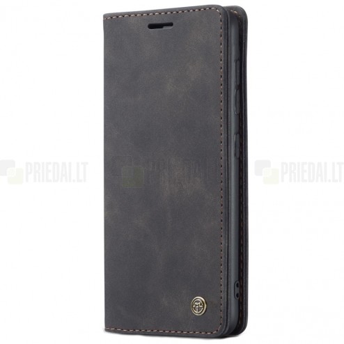 Samsung Galaxy A42 5G CaseMe Retro solidus atverčiamas juodas odinis dėklas - knygutė