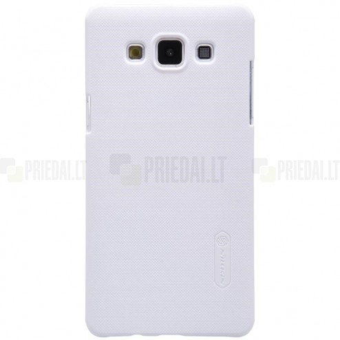 Samsung Galaxy A5 (A500) Nillkin Frosted Shield baltas plastikinis dėklas + apsauginė ekrano plėvelė