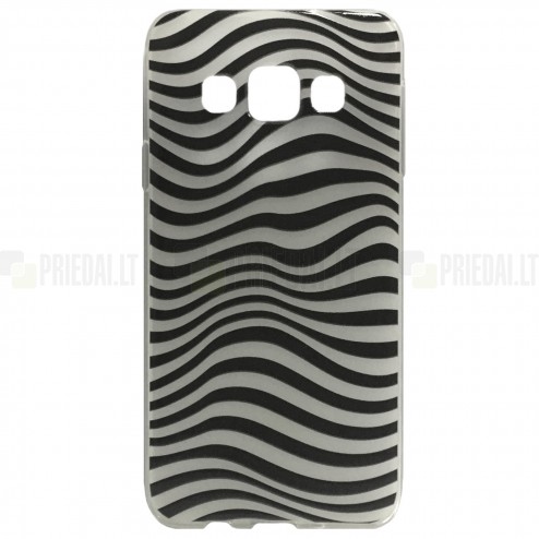 Samsung Galaxy A5 (A500) Zebra kieto silikono (TPU) juodas dėklas - nugarėlė