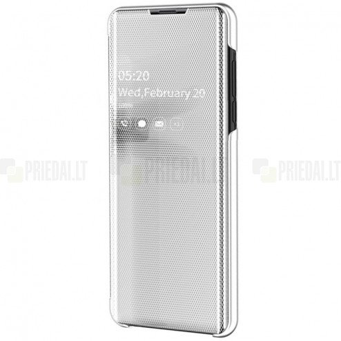 Samsung Galaxy A50 A505F (A50s A507F, A30s A307F) plastikinis atverčiamas sidabrinis dėklas