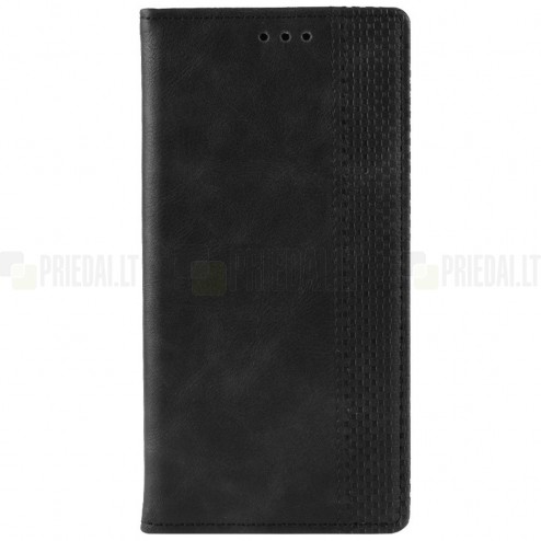 Samsung Galaxy A50 (A505F) atverčiamas juodas odinis dėklas - piniginė