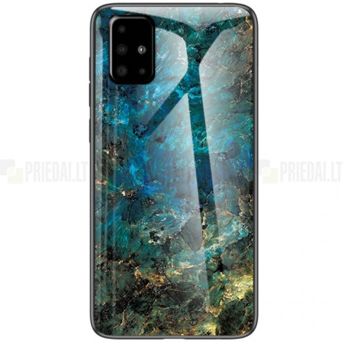 Samsung Galaxy A51 „Marble“ kieto silikono TPU mėlynas dėklas - nugarėlė