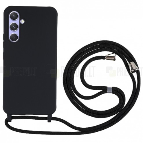 Samsung Galaxy A55 5G (SM-A556) Strap kieto silikono TPU juodas dėklas - nugarėlė