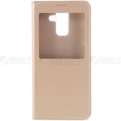 Samsung Galaxy A6 2018 (A600F) atverčiamas auksinis dėklas su langeliu