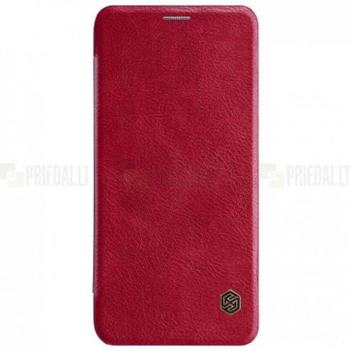 Prabangus „Nillkin“ Qin serijos raudonas odinis atverčiamas Samsung Galaxy A6 2018 (A600F) dėklas - knygutė