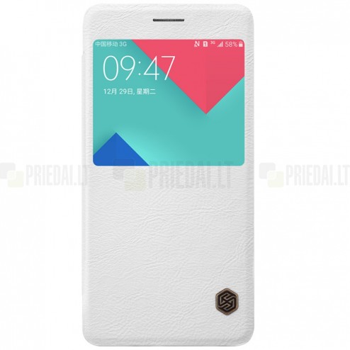 Prabangus „Nillkin“ Qin serijos baltas odinis atverčiamas Samsung Galaxy A7 (2016) A710 dėklas - knygutė