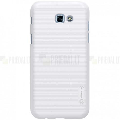 Samsung Galaxy A7 2017 (A720) Nillkin Frosted Shield baltas plastikinis dėklas + apsauginė ekrano plėvelė