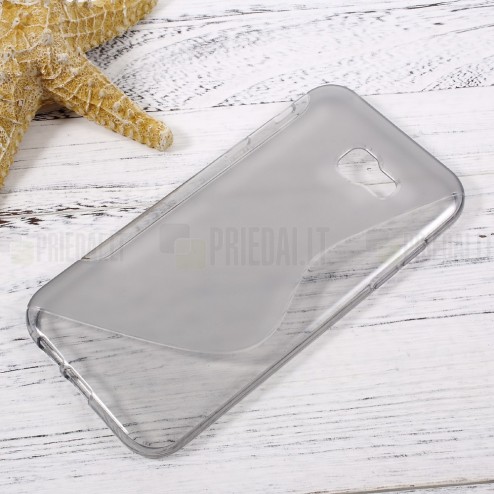 Samsung Galaxy A7 2017 (A720) „S-Line“ kieto silikono skaidrus TPU pilkas dėklas - nugarėlė