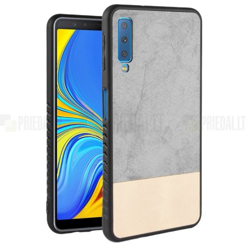 „Bi-Color“ Splicing Samsung Galaxy A7 2018 (A750) pilkas, smėlio spalvos odinis dėklas