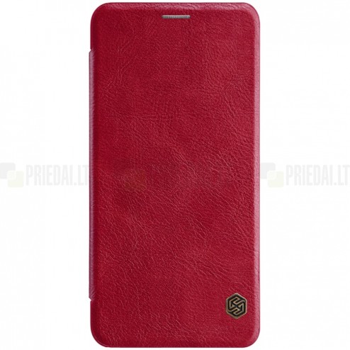 Prabangus „Nillkin“ Qin serijos raudonas odinis atverčiamas Samsung Galaxy A7 2018