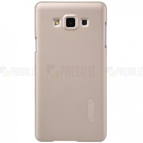 Samsung Galaxy A7 Nillkin Frosted Shield auksinis plastikinis dėklas + apsauginė ekrano plėvelė