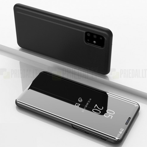Samsung Galaxy A71 (A715) plastikinis atverčiamas juodas dėklas