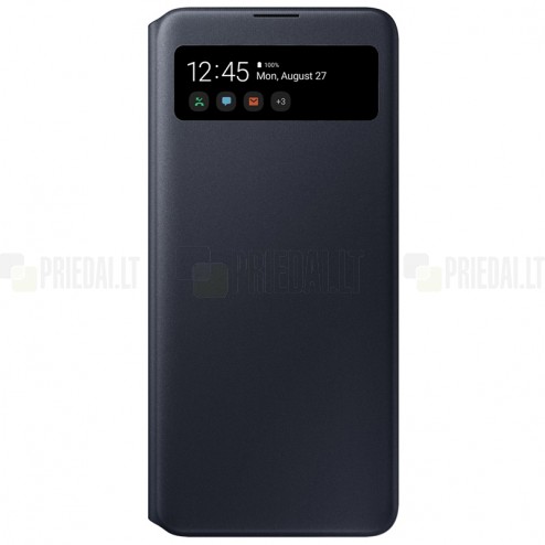 Samsung Galaxy A71 (A715) originalus S View Wallet Cover atverčiamas juodas dėklas - knygutė