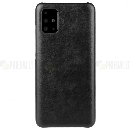 Slim Leather Samsung Galaxy A71 (A715F) juodas odinis dėklas - nugarėlė