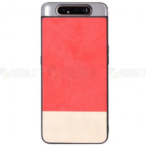 „Bi-Color“ Splicing Samsung Galaxy A80 (A805F)  smėlio spalvos, raudonas odinis dėklas