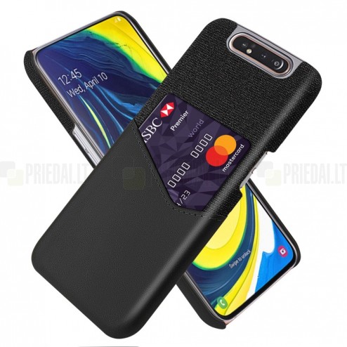 „KSQ“ Shell Samsung Galaxy A80 (A805F)  juodas odinis dėklas - nugarėlė su kišenėle kortelėms